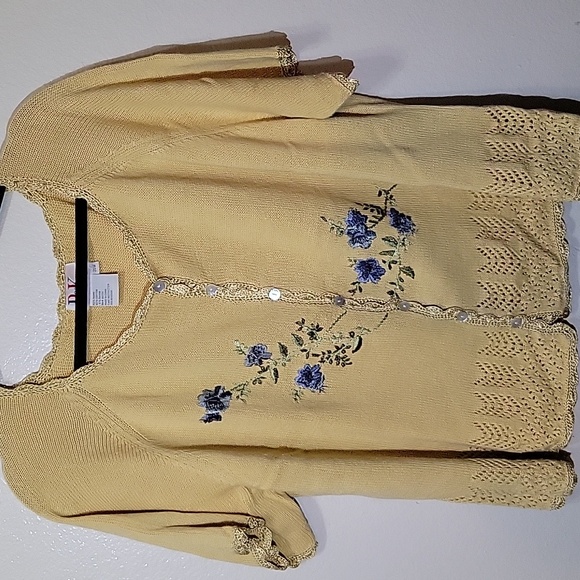 Vintage R&K Originals short-sleeve knit cardigan Size 20W Cottagecore - Picture 10 of 11